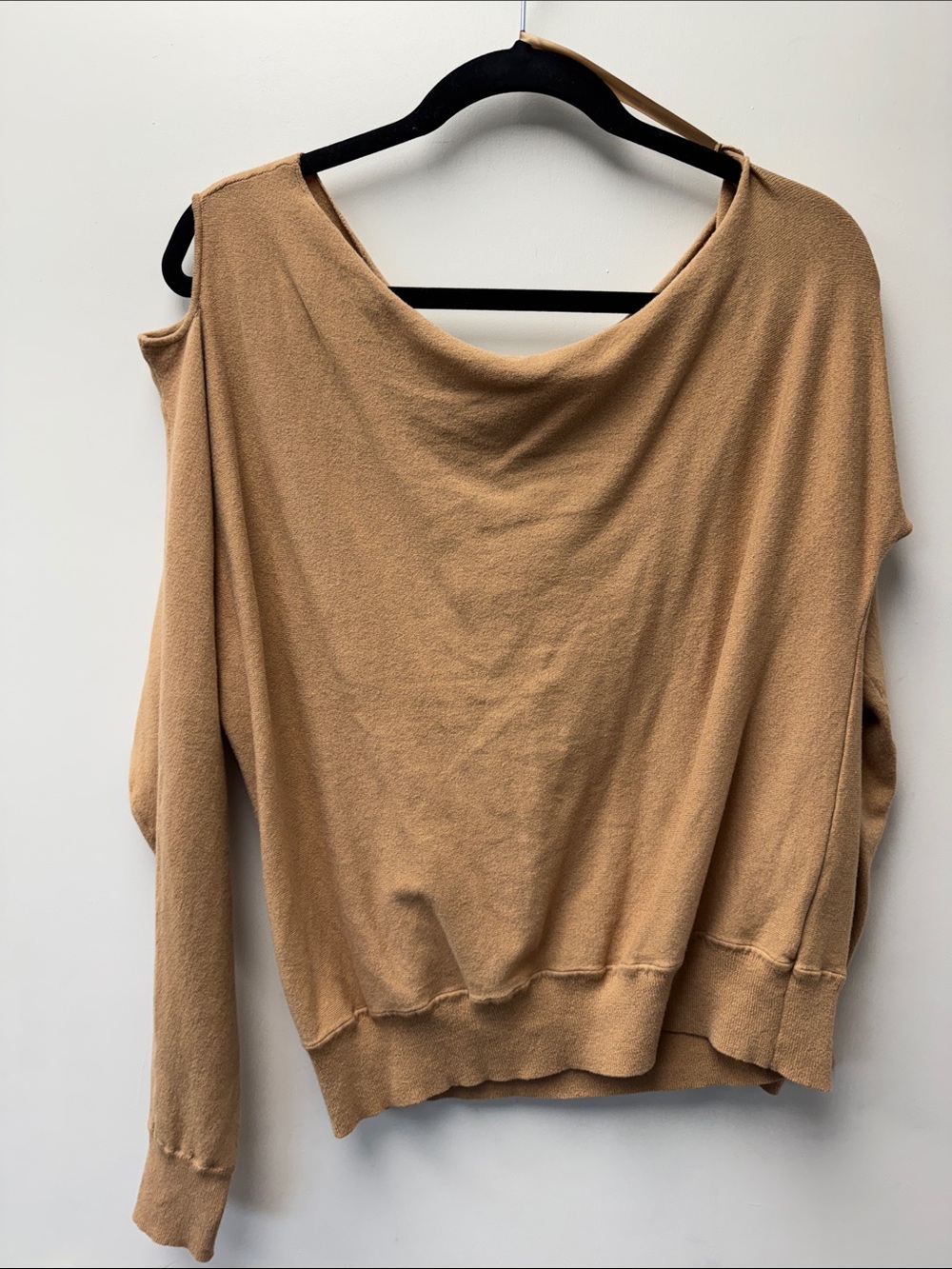 Allison Joy Camel Tan Off-Shoulder Sweater